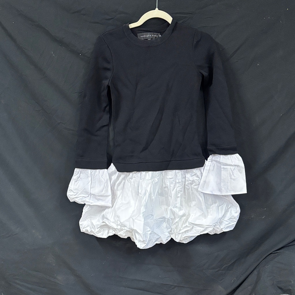 Endless Rose Black Top With White Ruffle Hem